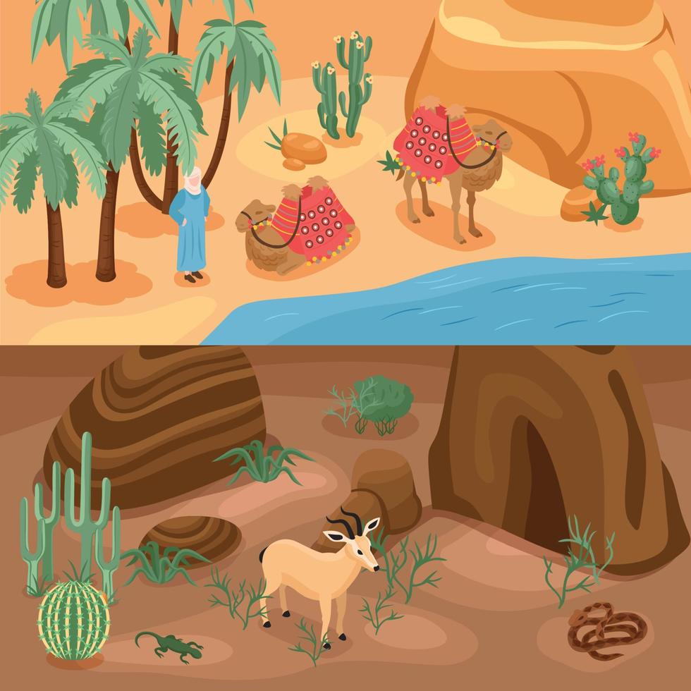 conjunto de banners del desierto vector