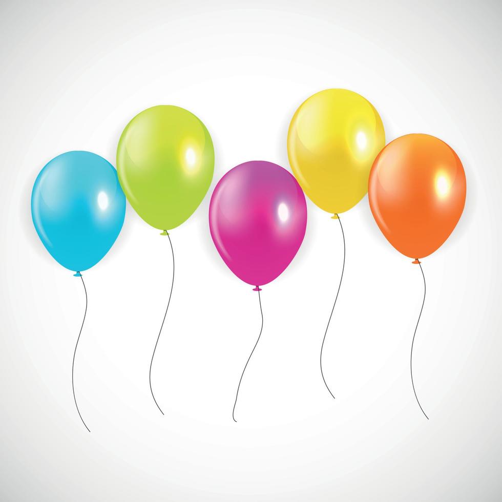 Glossy Happy Birthday Balloons Background Vector Illustration