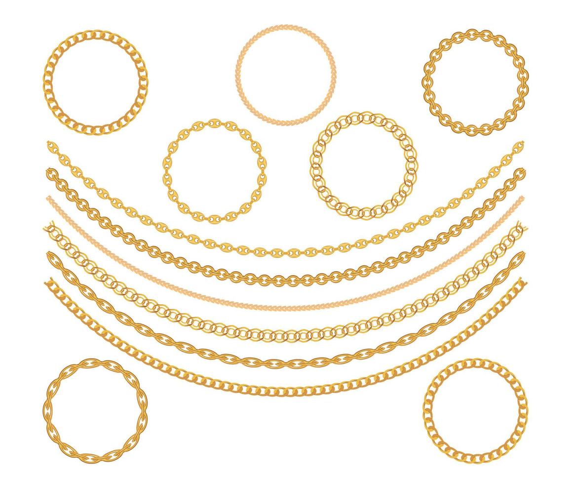 Gold Chain Jewelry on White Background. Vector Illustration
