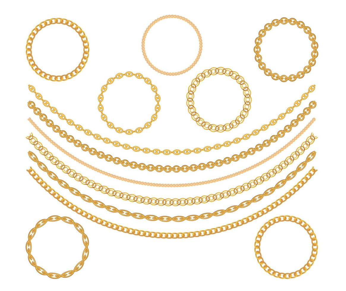 Joyas de cadena de oro sobre fondo blanco. ilustración vectorial vector