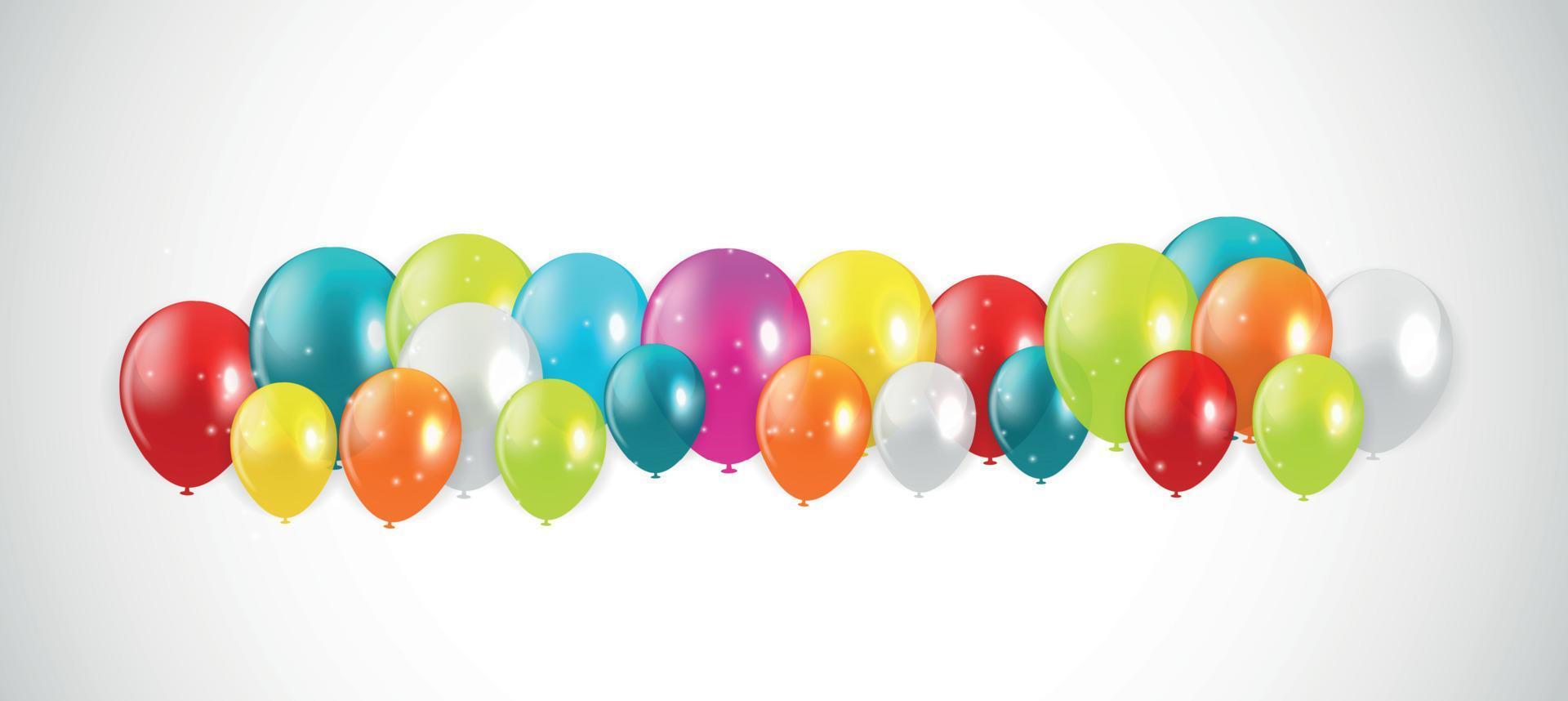 Glossy Happy Birthday Balloons Background Vector Illustration