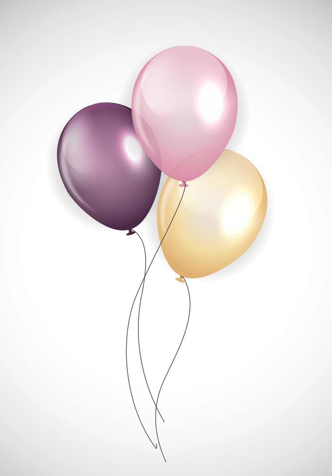 Glossy Happy Birthday Balloons Background Vector Illustration