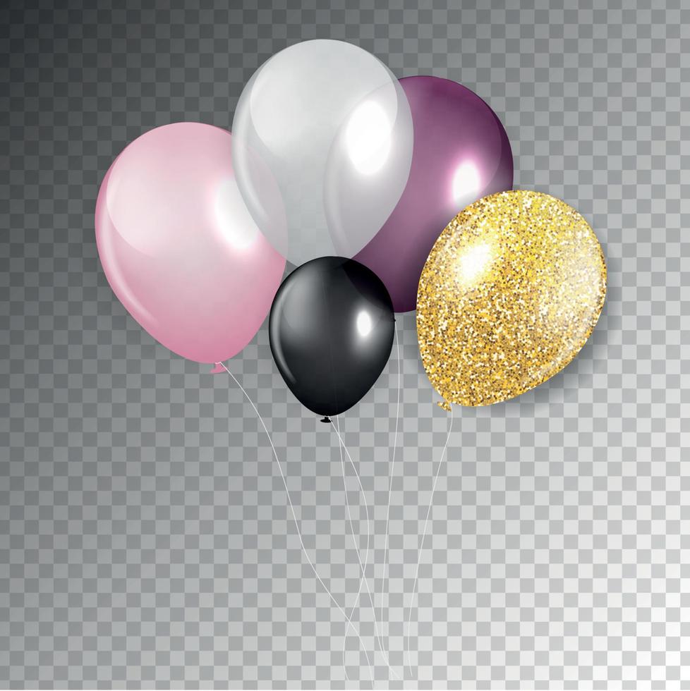 Glossy Happy Birthday Balloons Background Vector Illustration