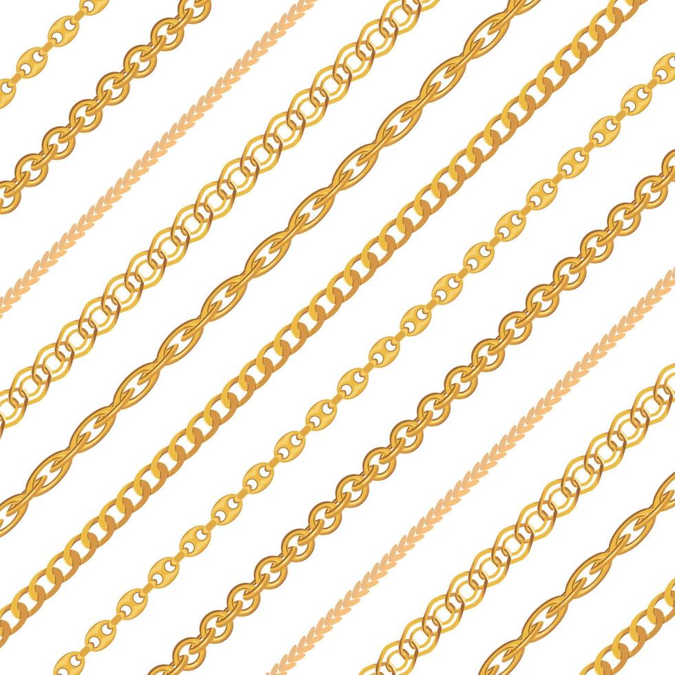 Gold Chain Jewelry on White Background. Vector Illustration