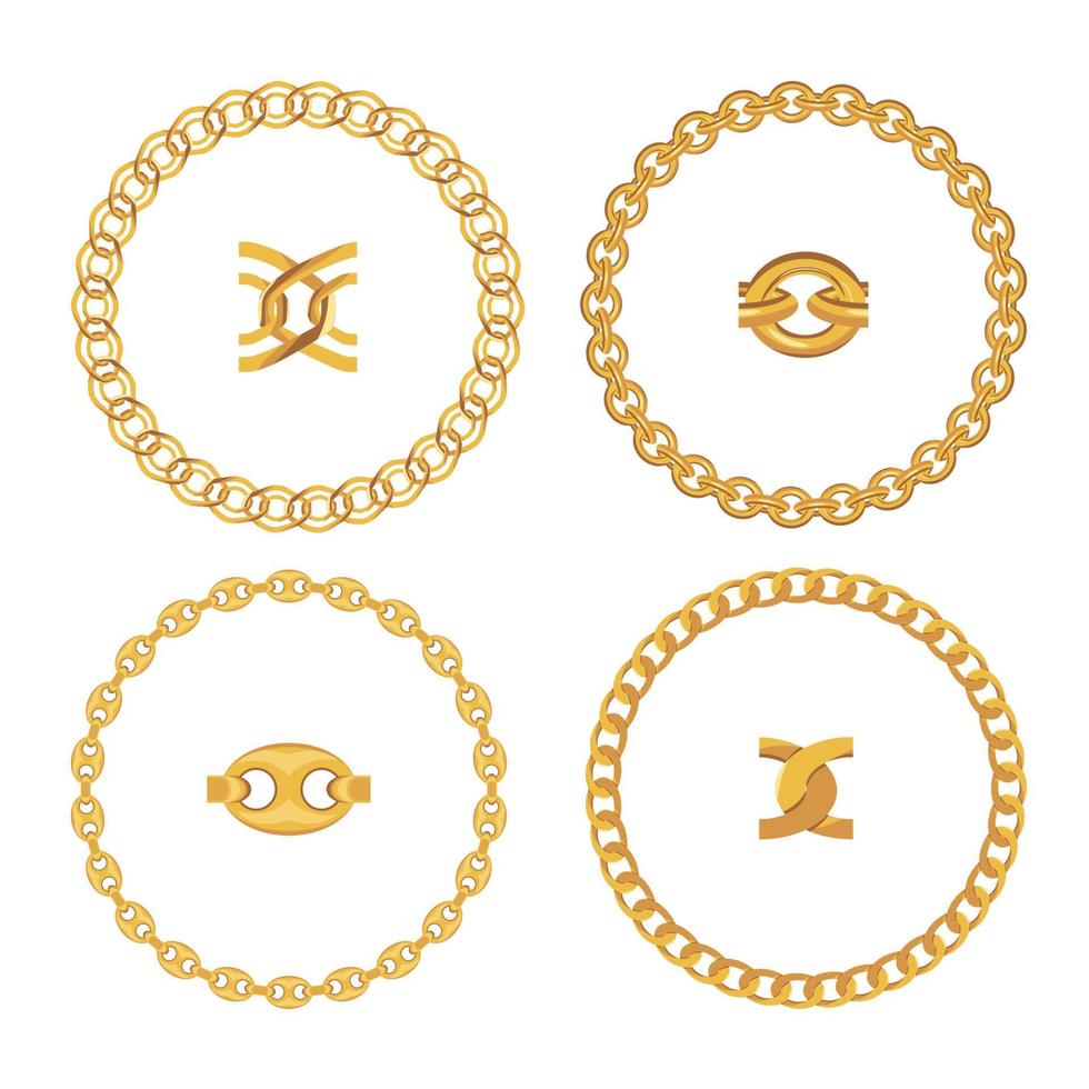 Joyas de cadena de oro sobre fondo blanco. ilustración vectorial vector