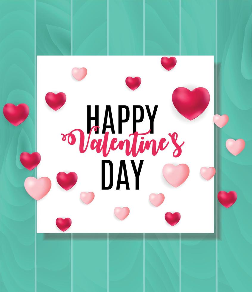 Happy Valentines Day Card with Heart. Vector Illustration