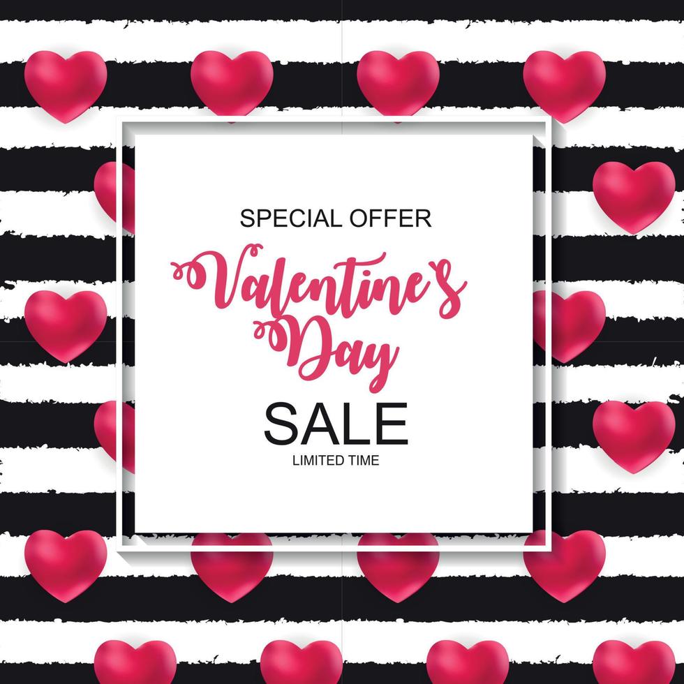 Valentines Day Sale, Discount Card. Vector Illustration