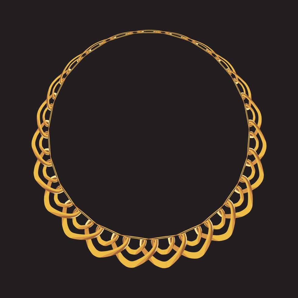 Joyas de cadena de oro sobre fondo negro. ilustración vectorial vector