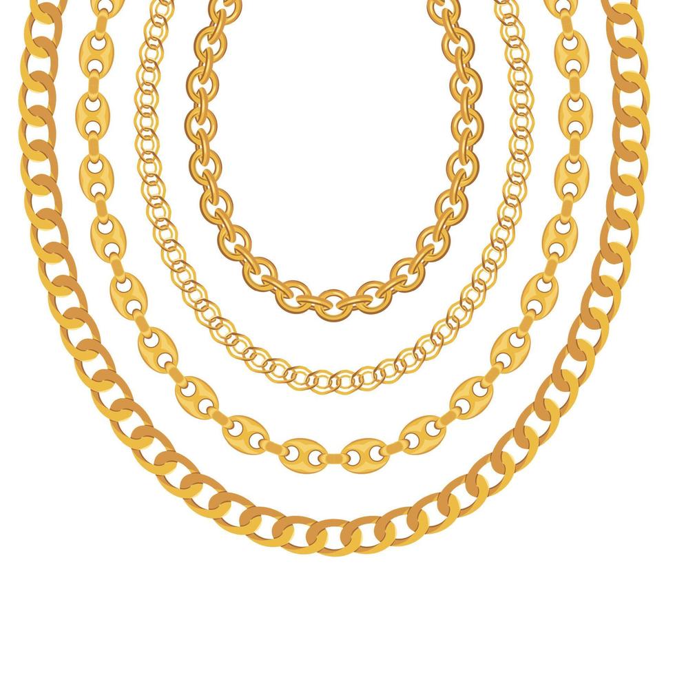 Gold Chain Jewelry on White Background. Vector Illustration 4564445