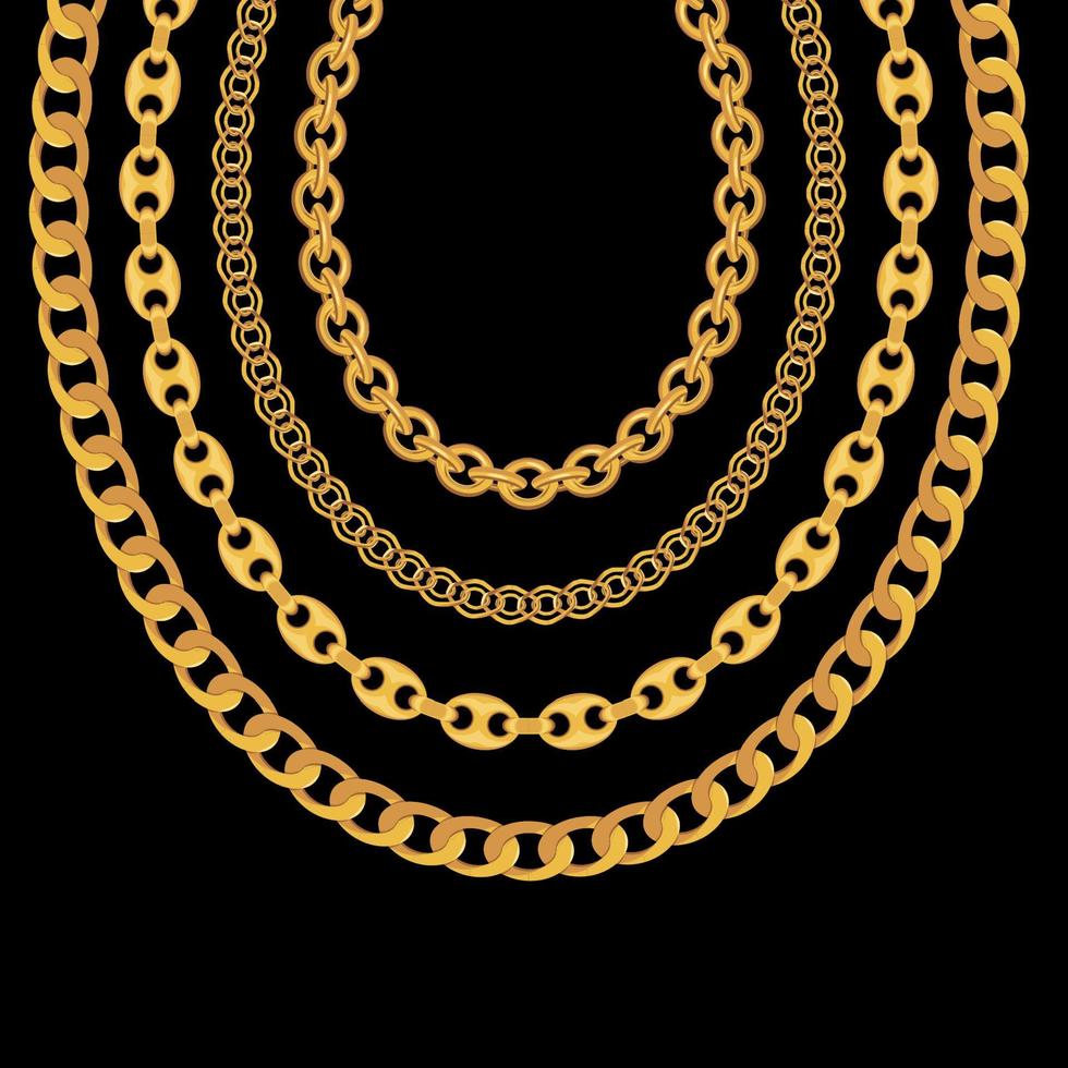 Gold Chain Jewelry on Black Background. Vector Illustration 4564448