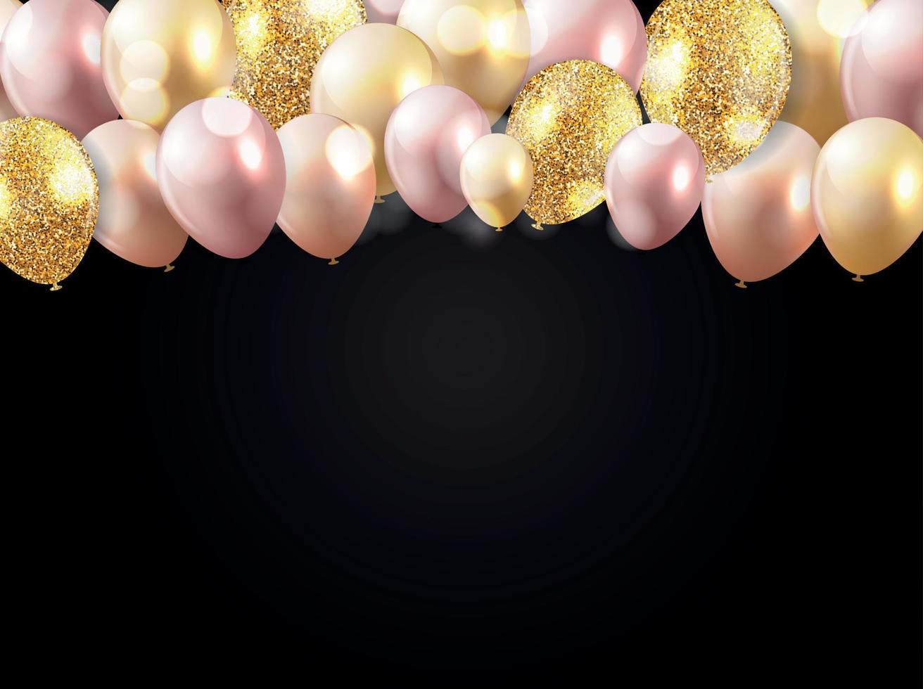 Glossy Happy Birthday Balloons Background Vector Illustration
