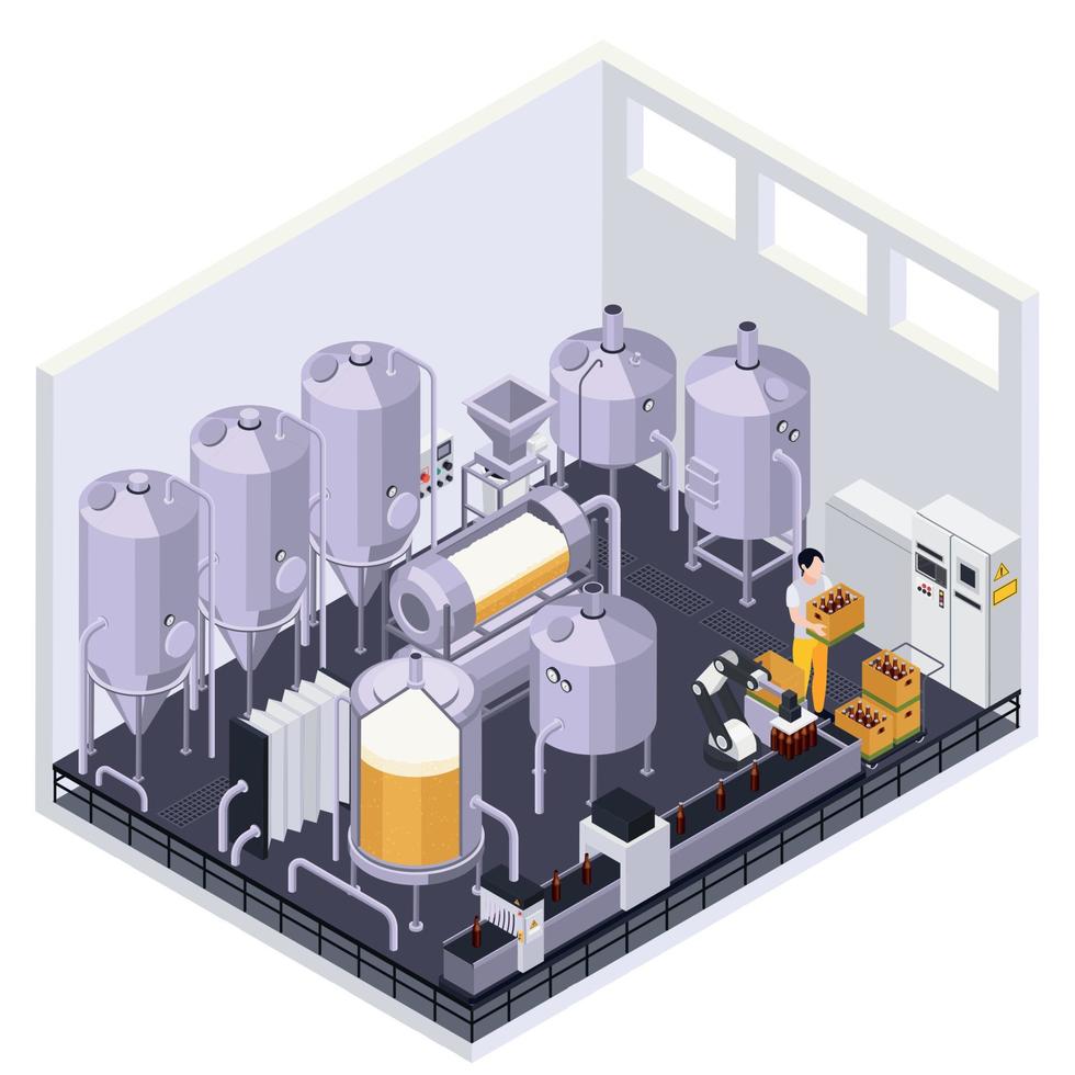 composición isométrica del departamento de cervecería vector