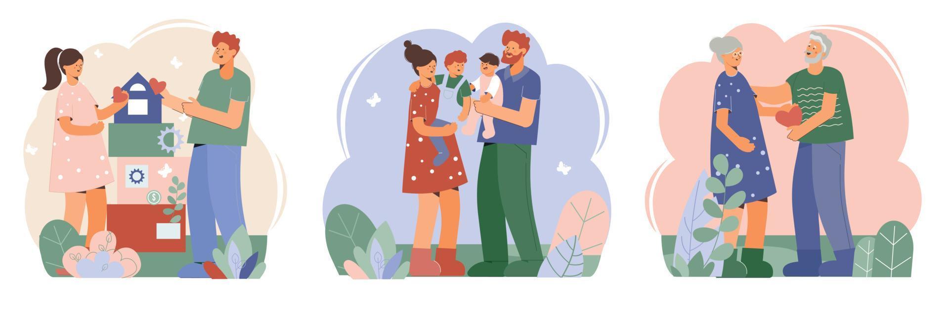 Flat Family Compositions Set vector