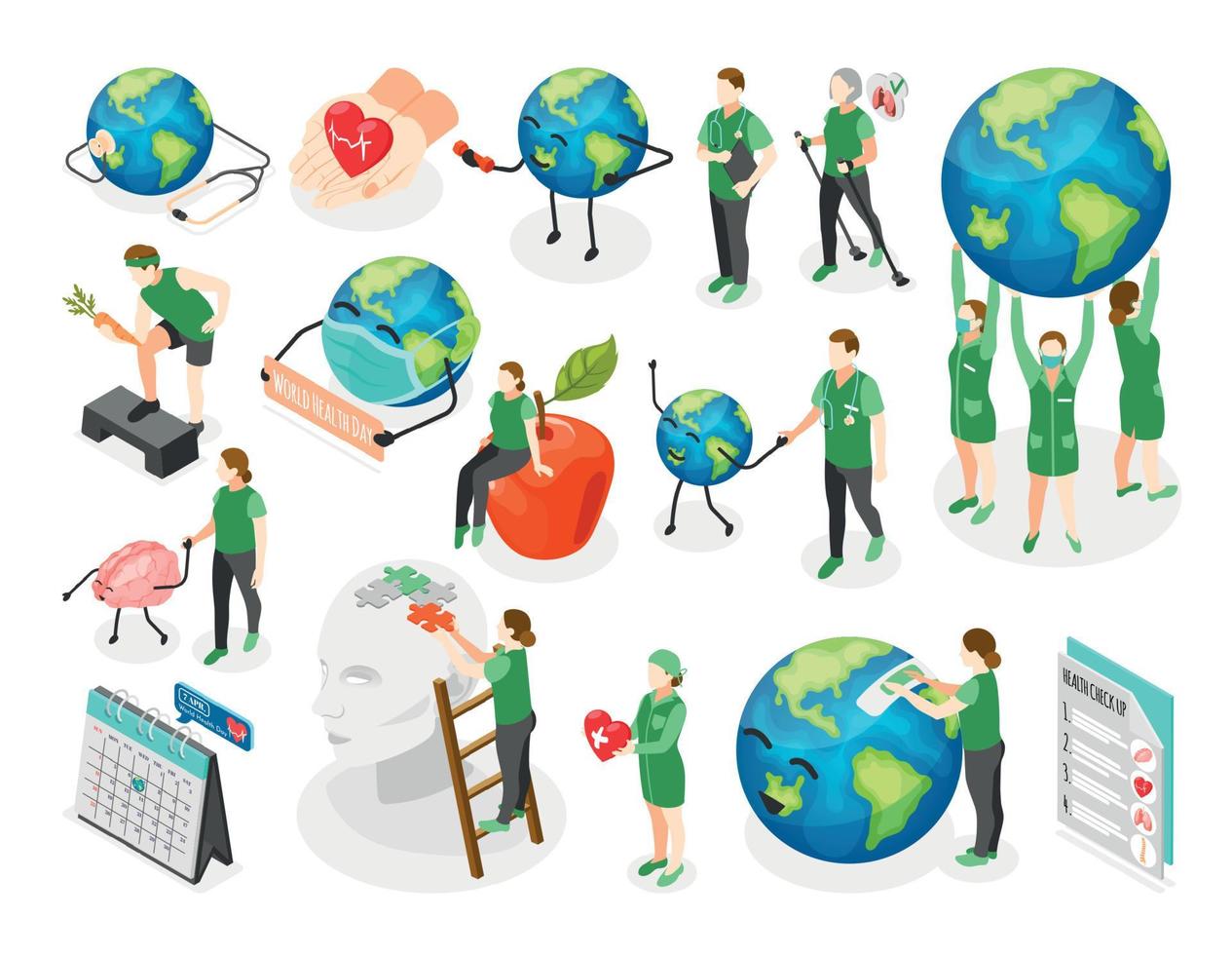 World Health Day Icons vector