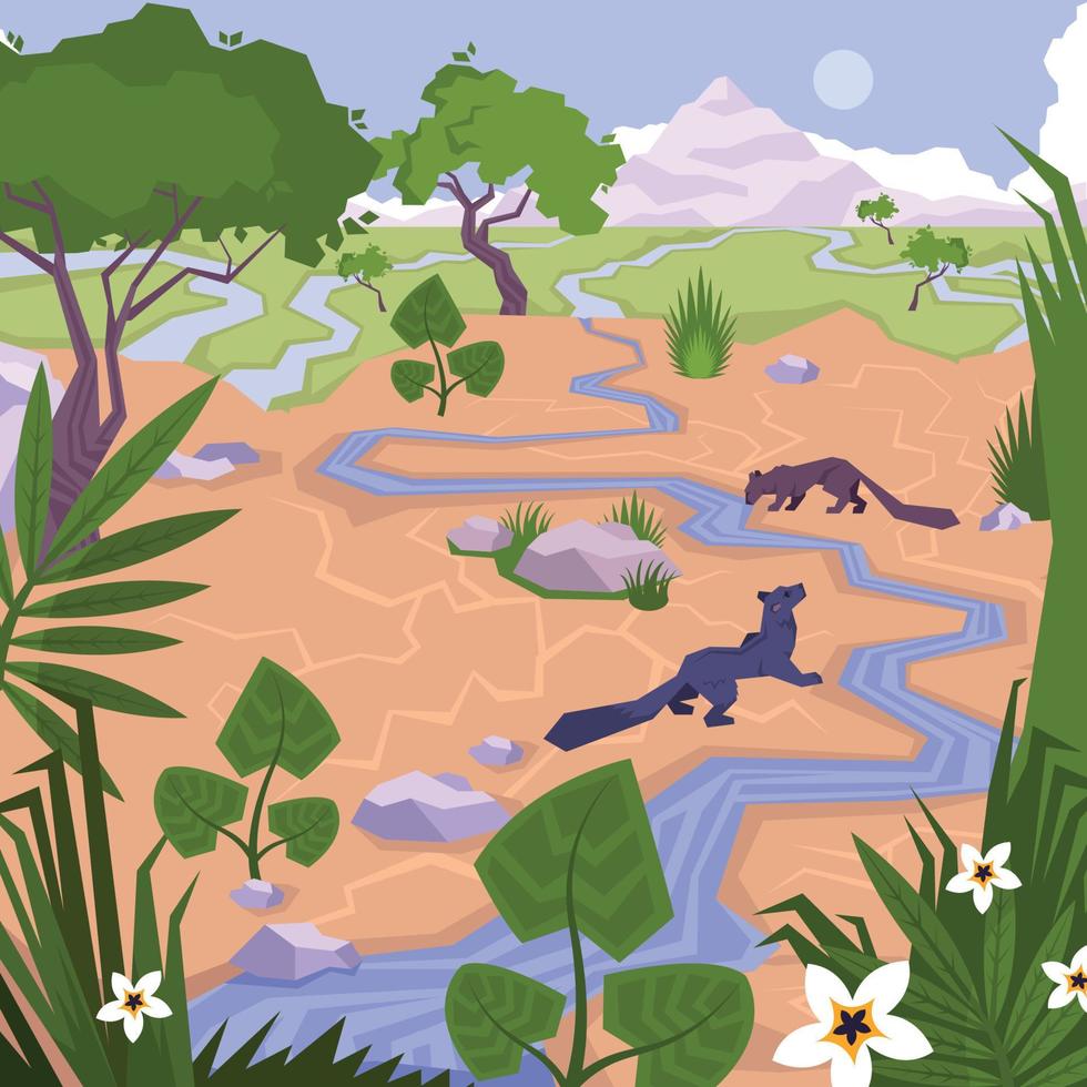 Flat Landscape Colored Concept vector