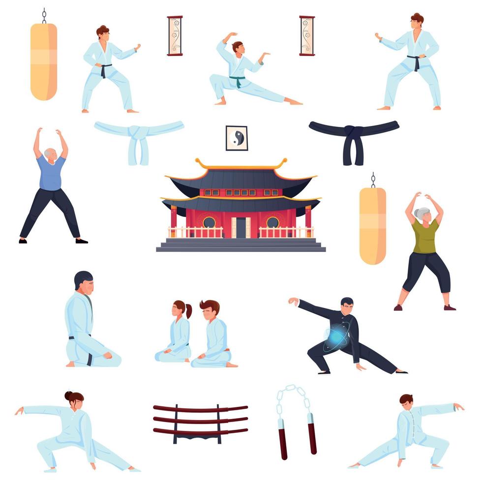 iconos aislados de artes marciales vector