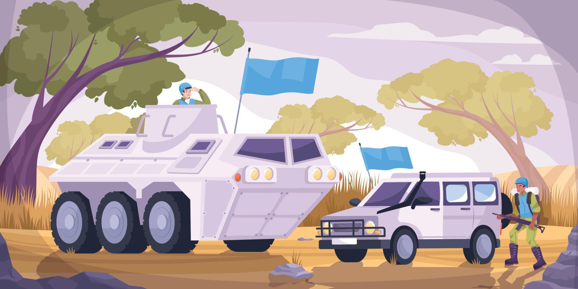 Peacekeepers Transport Flat Composition vector