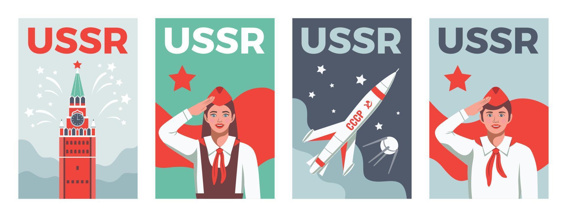 conjunto de carteles verticales soviéticos vector