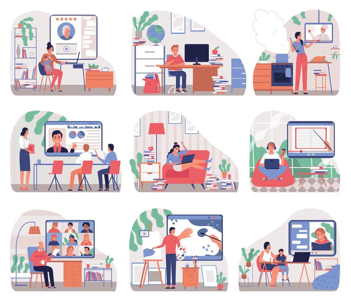 Online Edication Set vector