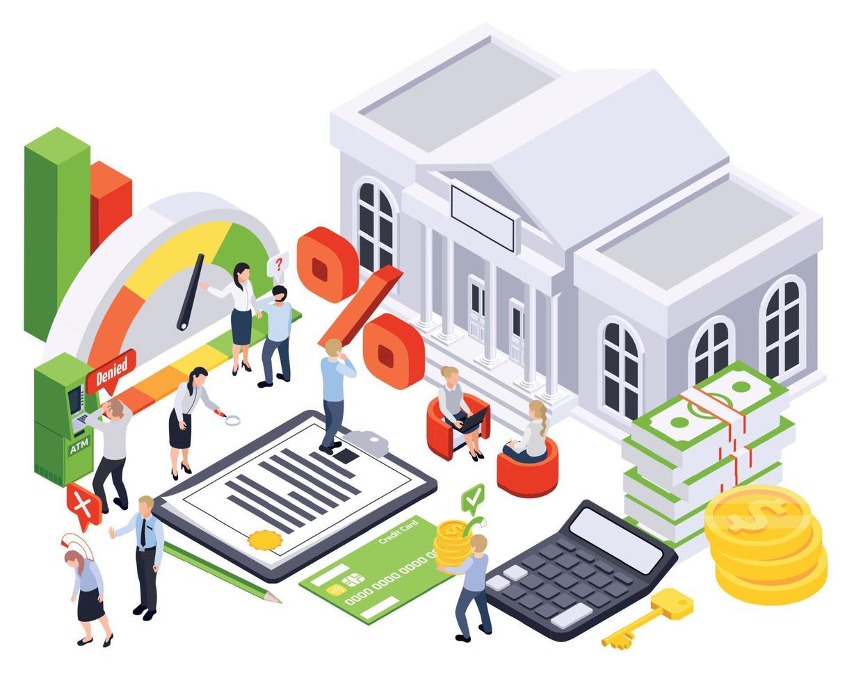 Bank Loan Isometric Composition vector