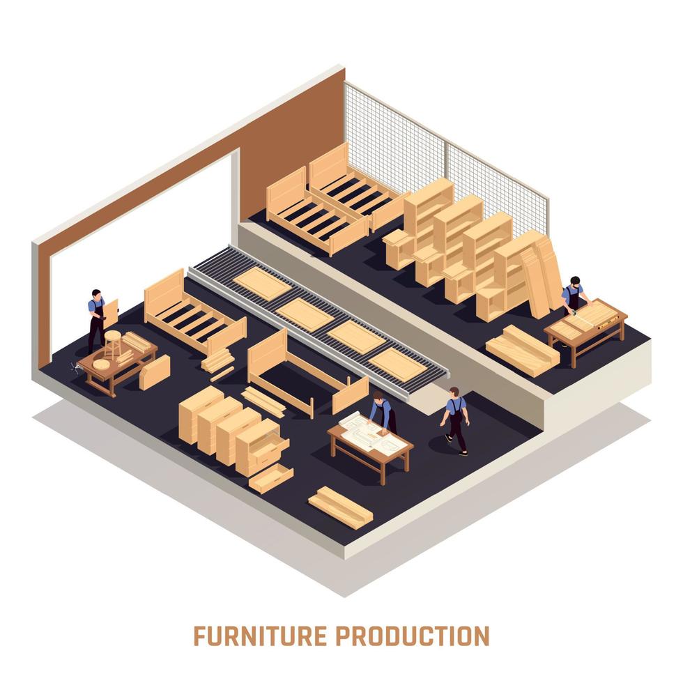 Furniture Production Isolated Isometric Concept vector