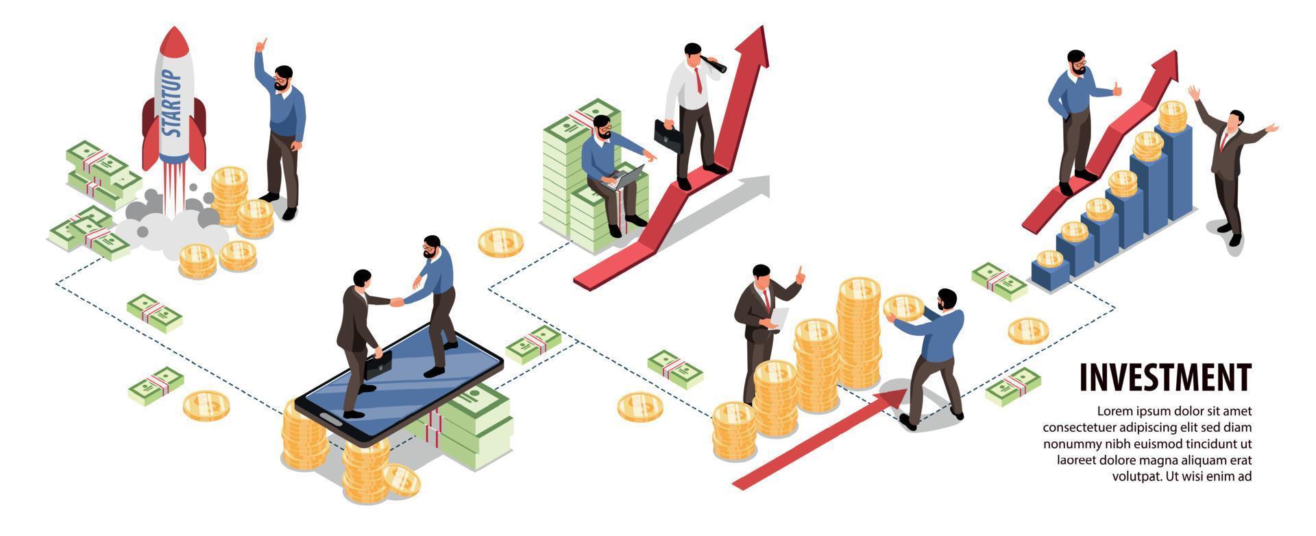 Investment Isometric Infographics vector