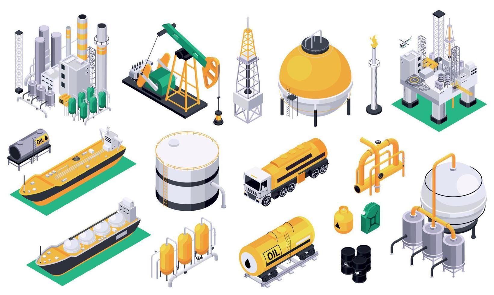 Oil Petroleum Icon Set vector