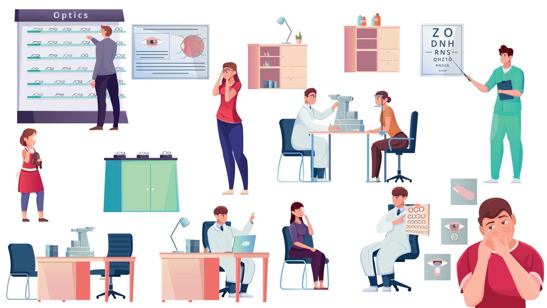 Ophthalmology Set Flat vector
