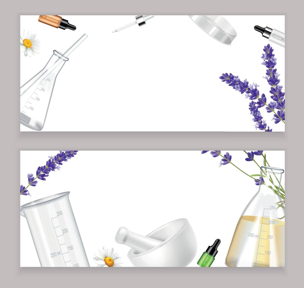 Banners realistas de aromaterapia. vector