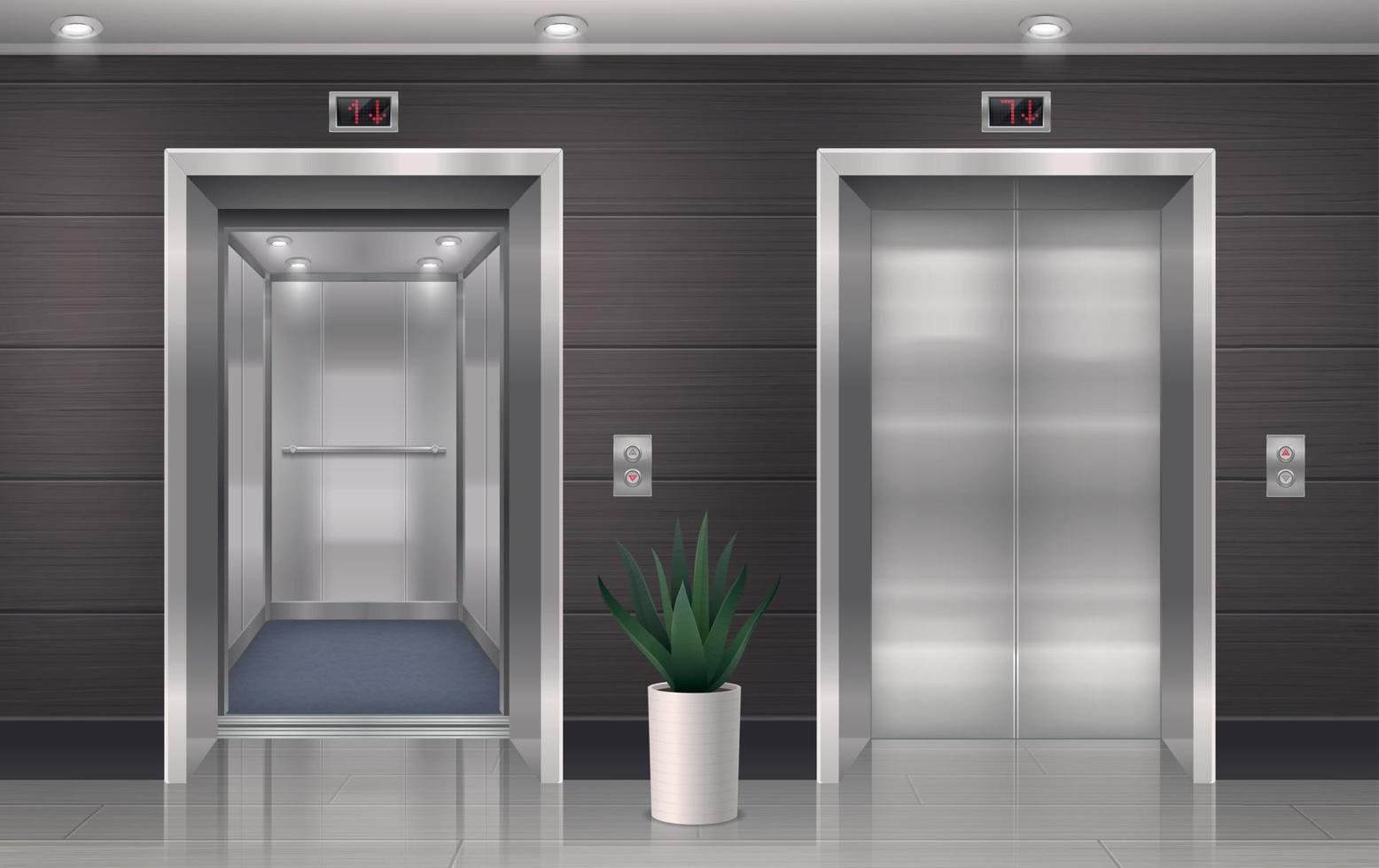 Elevator Hall Realistic Composition vector