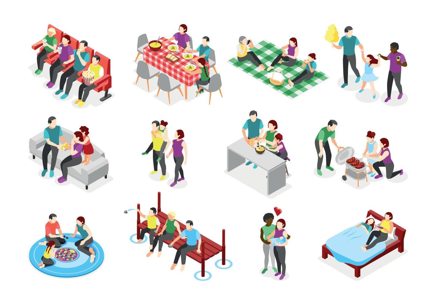 International Day of Families Isometric Icons vector