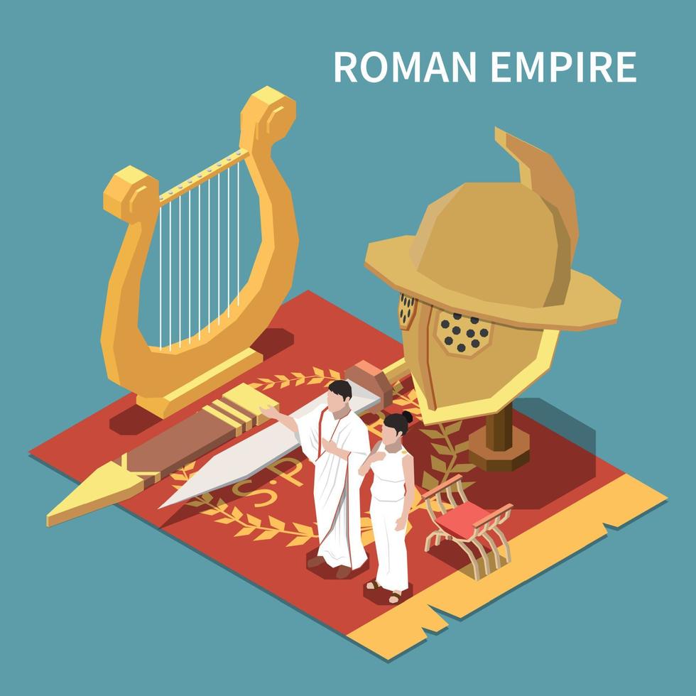 Roman Empire Isometric Concept vector