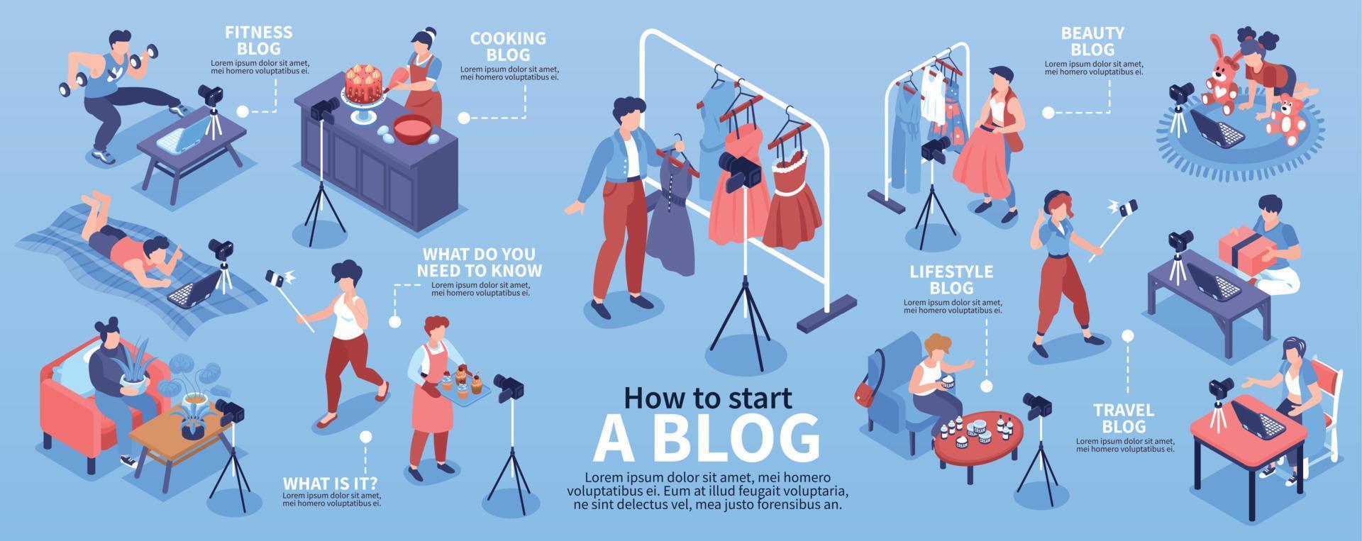 Blogger Infographic Set vector