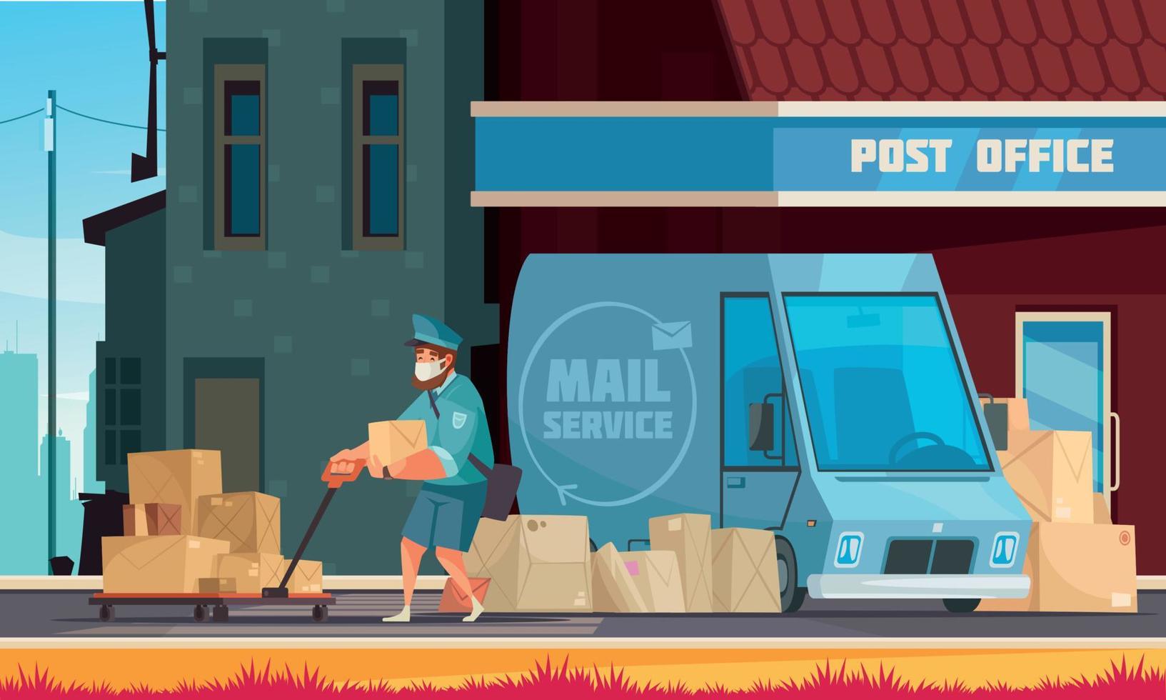 Post Office Outdoor Cartoon vector