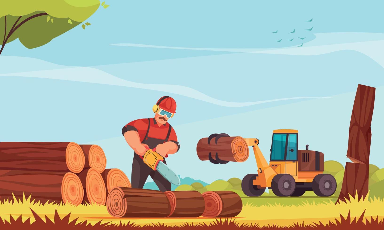 Lumberjack Cartoon Composition vector
