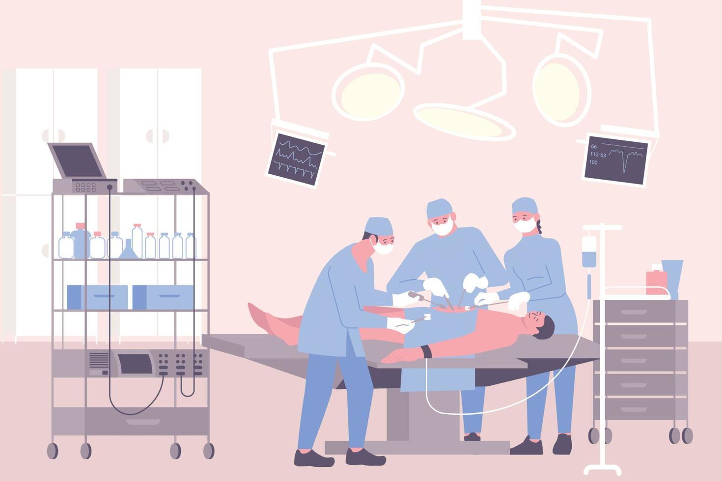 Hospital Operation Flat Composition vector