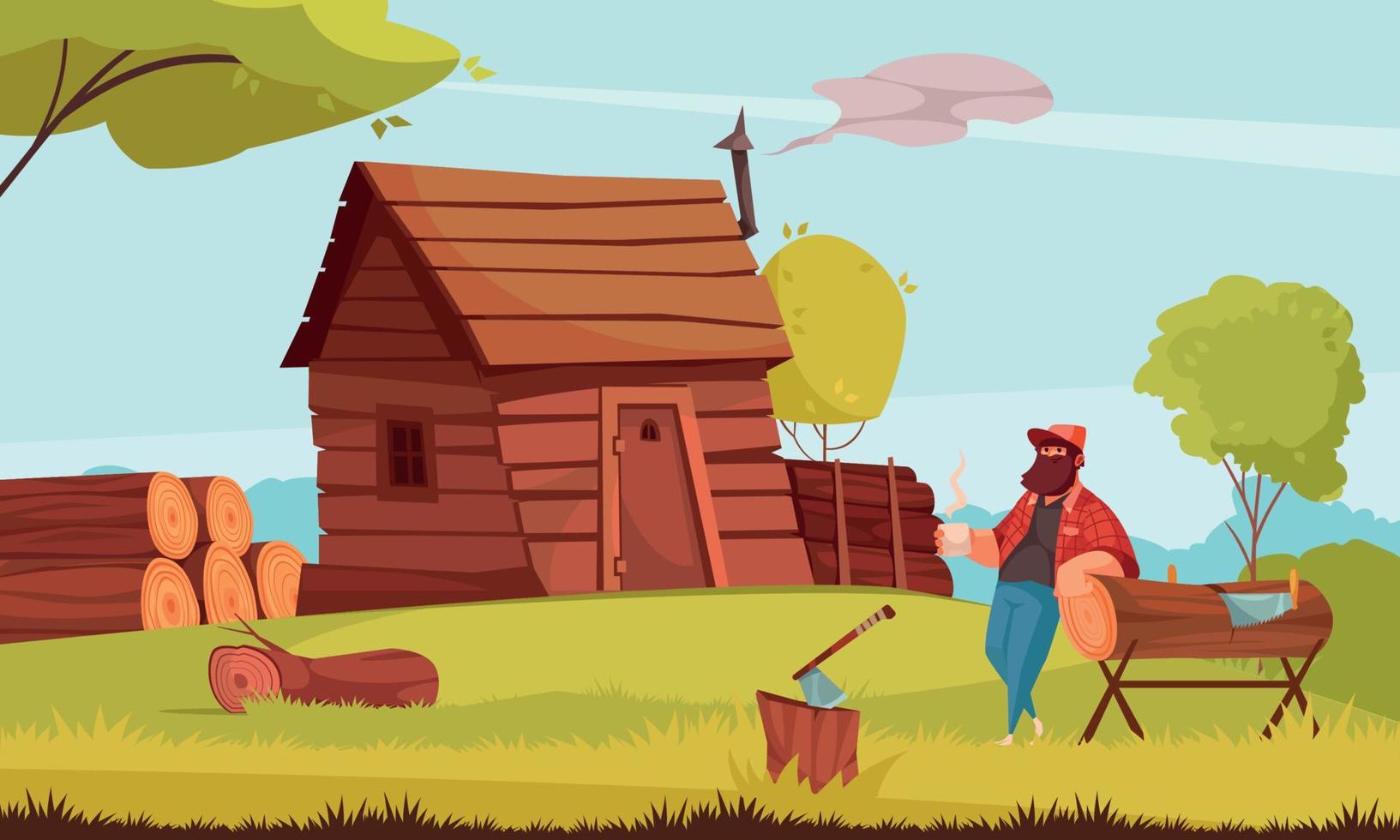 Lumberjack Cartoon Composition vector