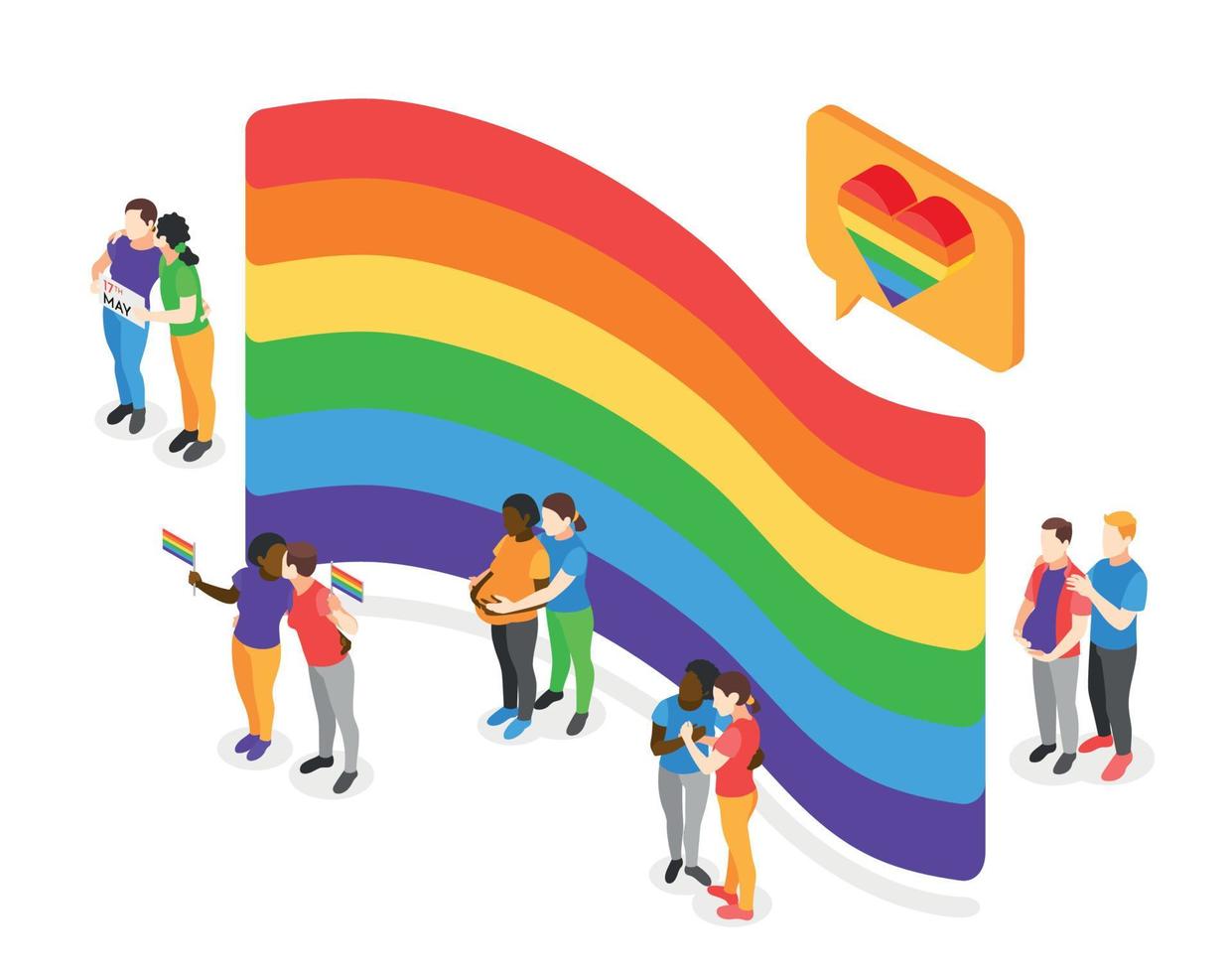 Rainbow Flag Isometric Concept vector