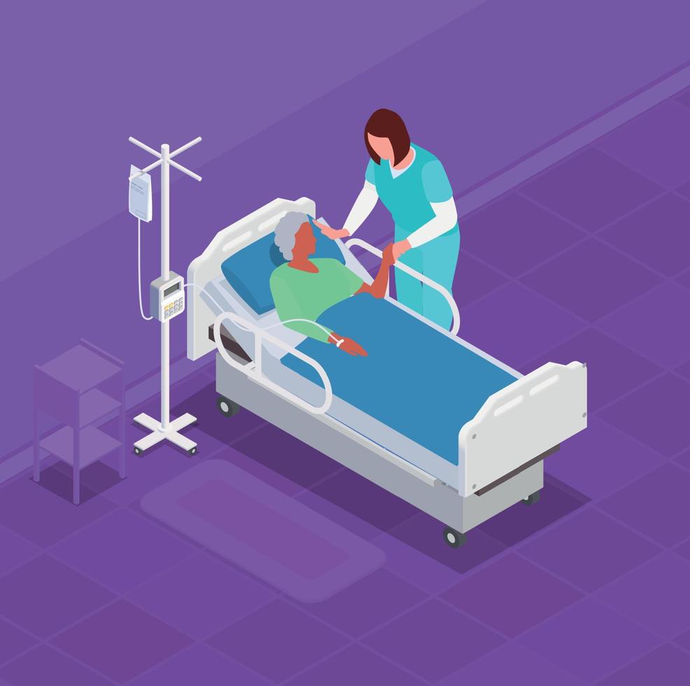 Nurse caring for an elderly vector illustration
