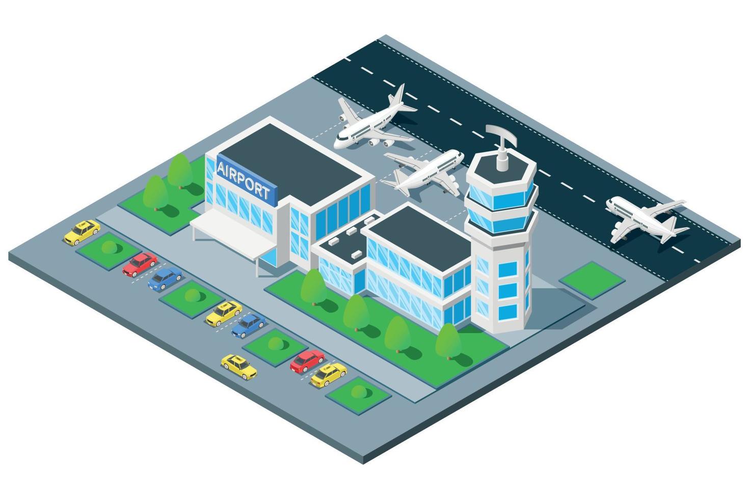 Airport Exterior Isometric View vector
