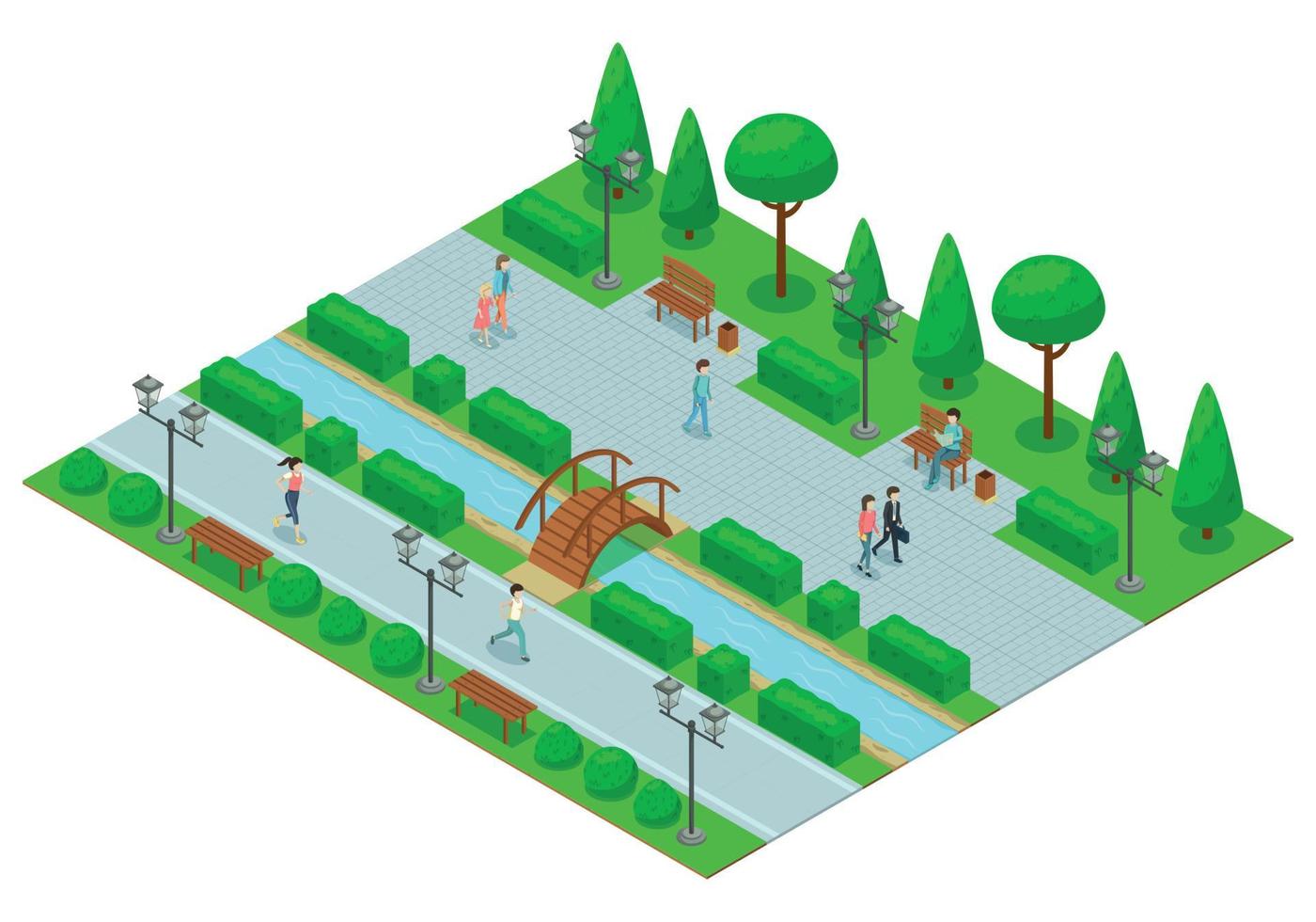 Landscape Design Park Isometric Composition vector