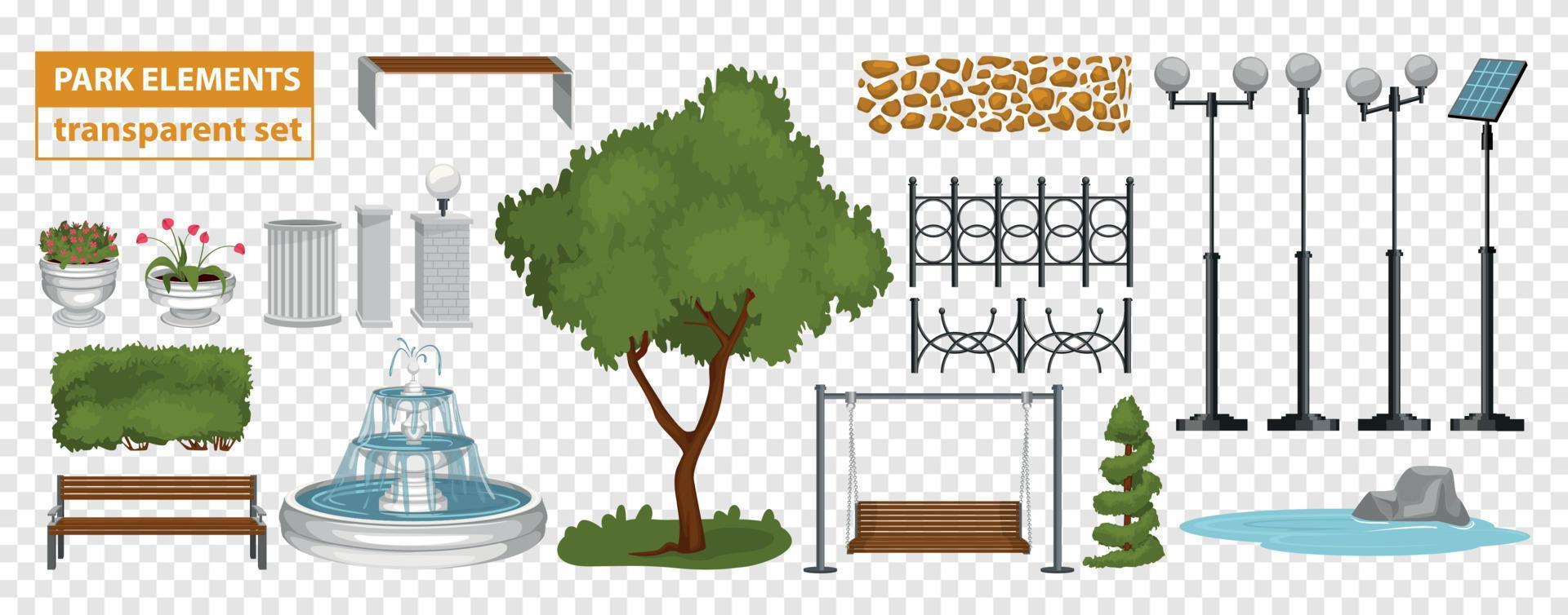 Park Elements Transparent Set vector