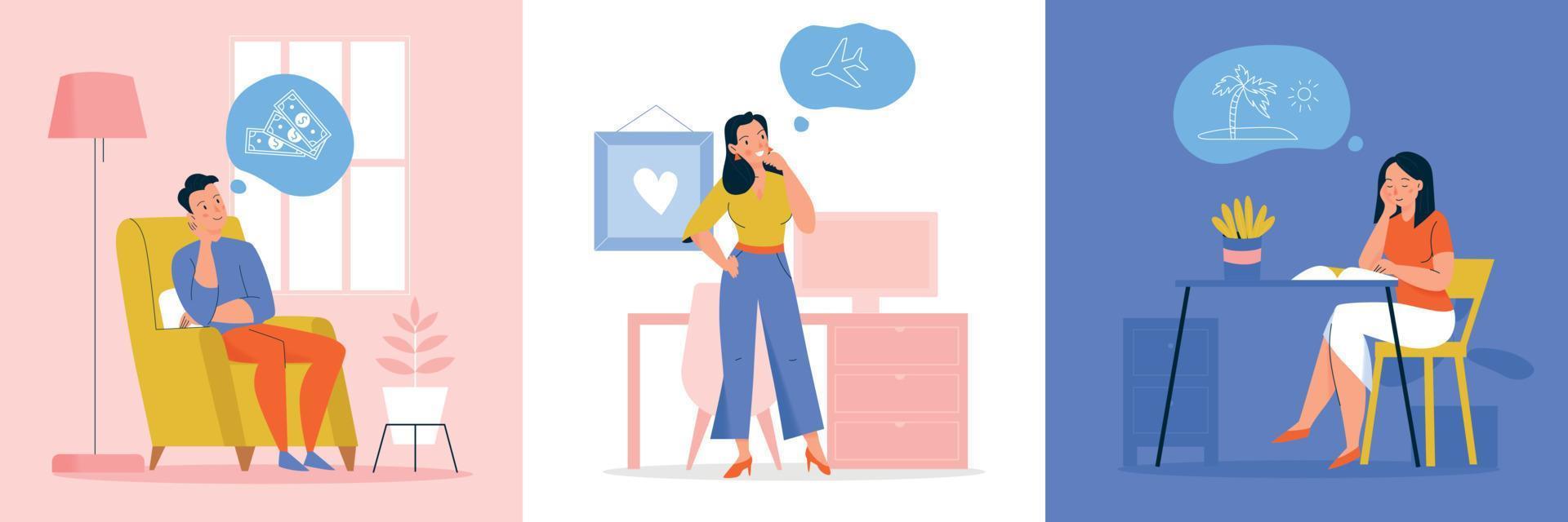 Dreaming People Square Set vector