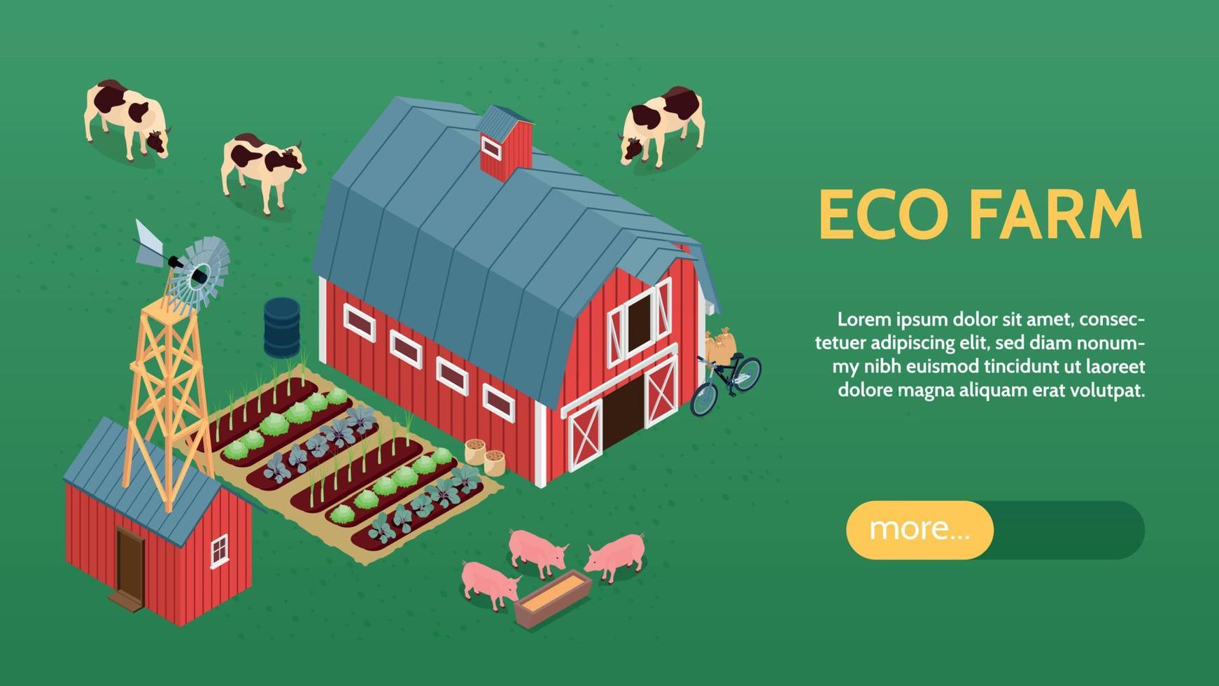 Farm Isometric Web Banner vector