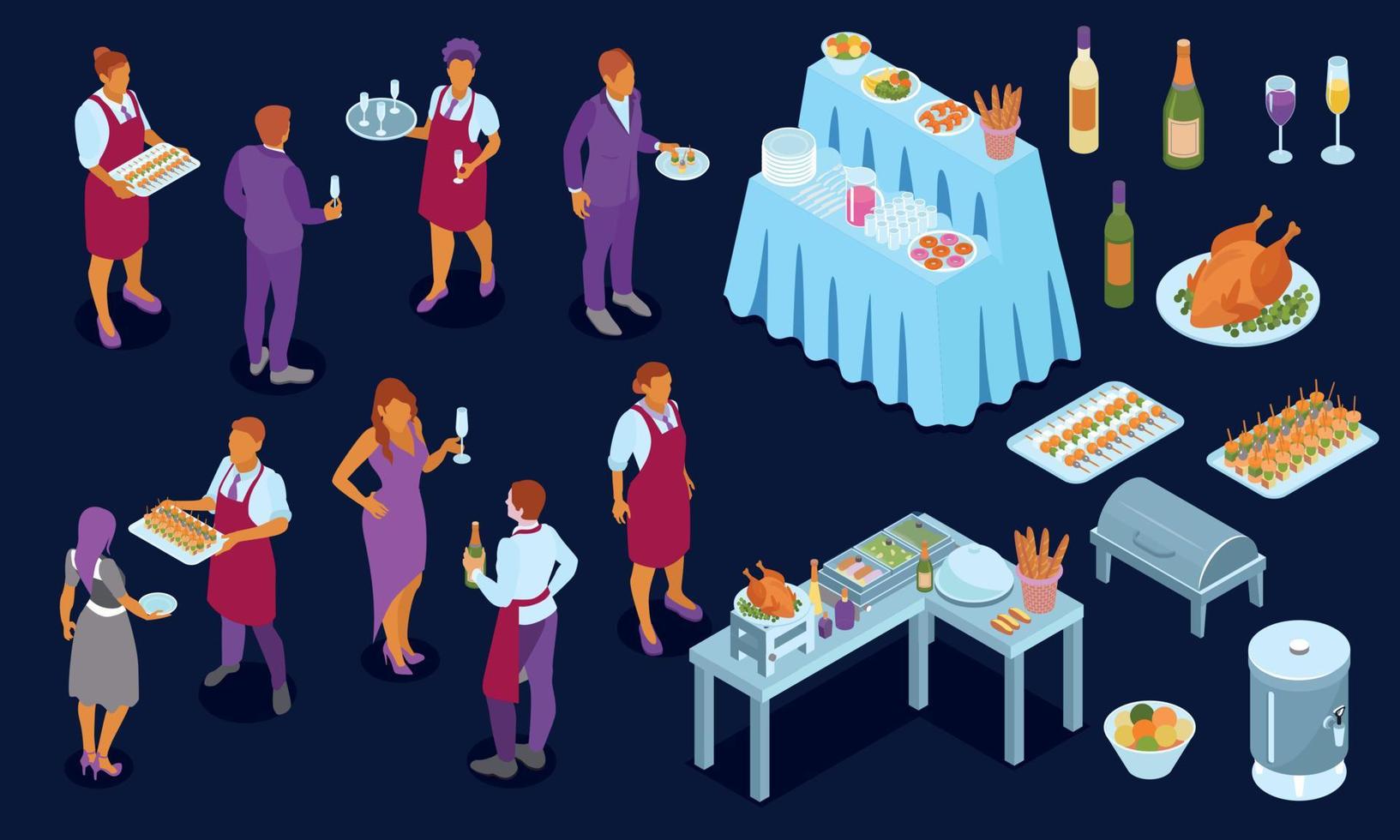 Banquet Service Isometric Set vector