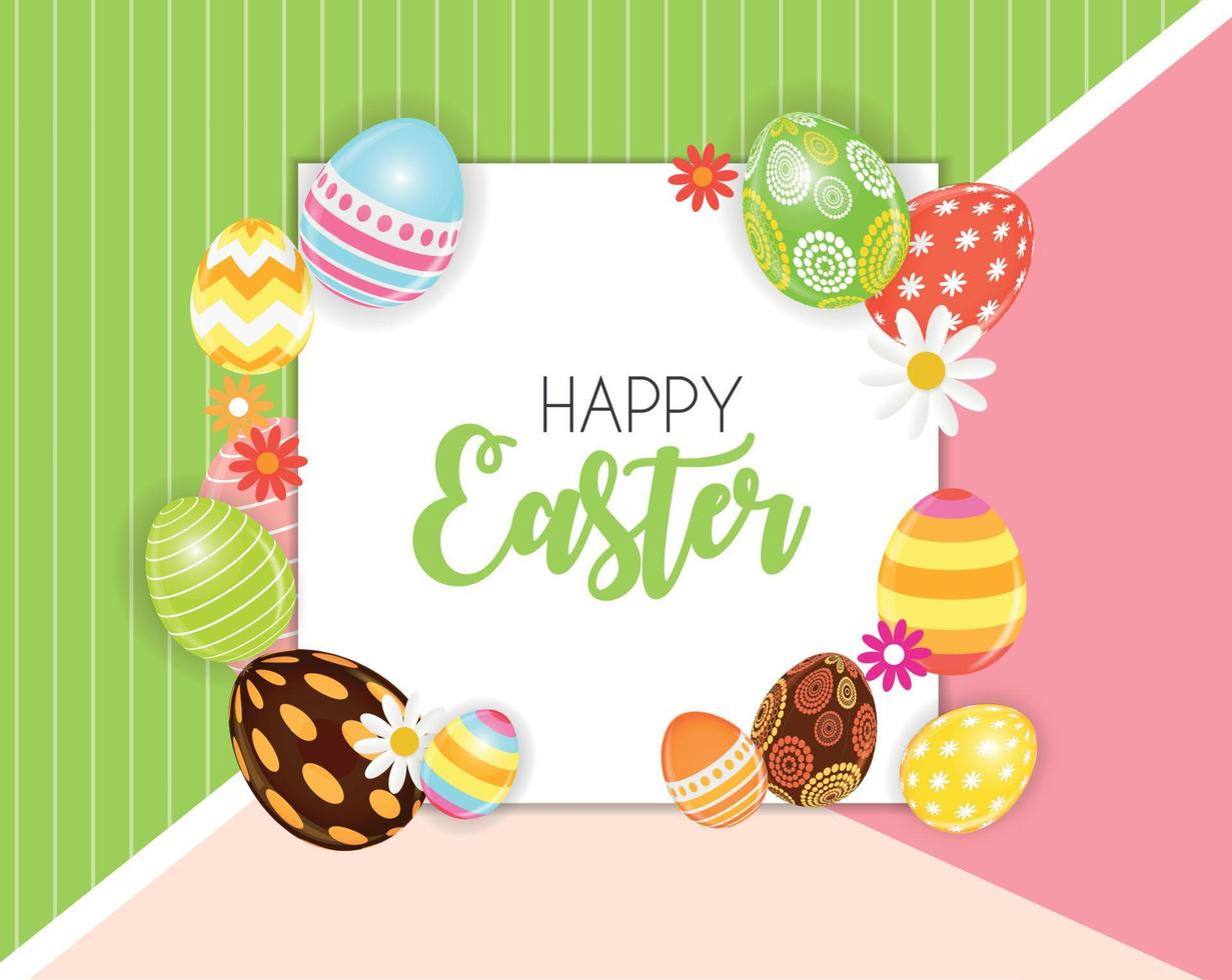 Happy Easter Cute Background with Eggs. Vector Illustration EPS10