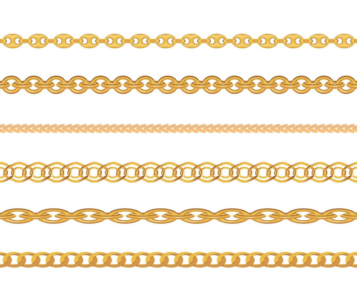 Gold Chain Jewelry Seamless Pattern Background. Vector Illustration