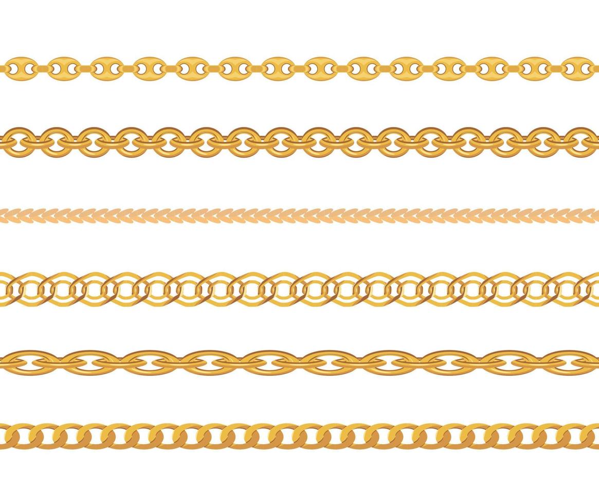 Gold Chain Jewelry Seamless Pattern Background. Vector Illustration