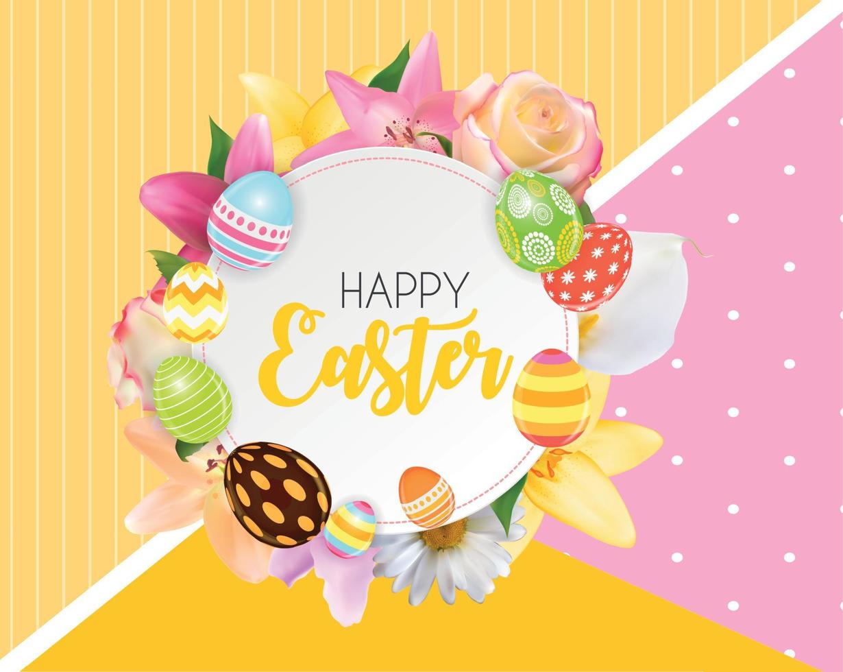 Happy Easter Cute Background with Eggs. Vector Illustration EPS10