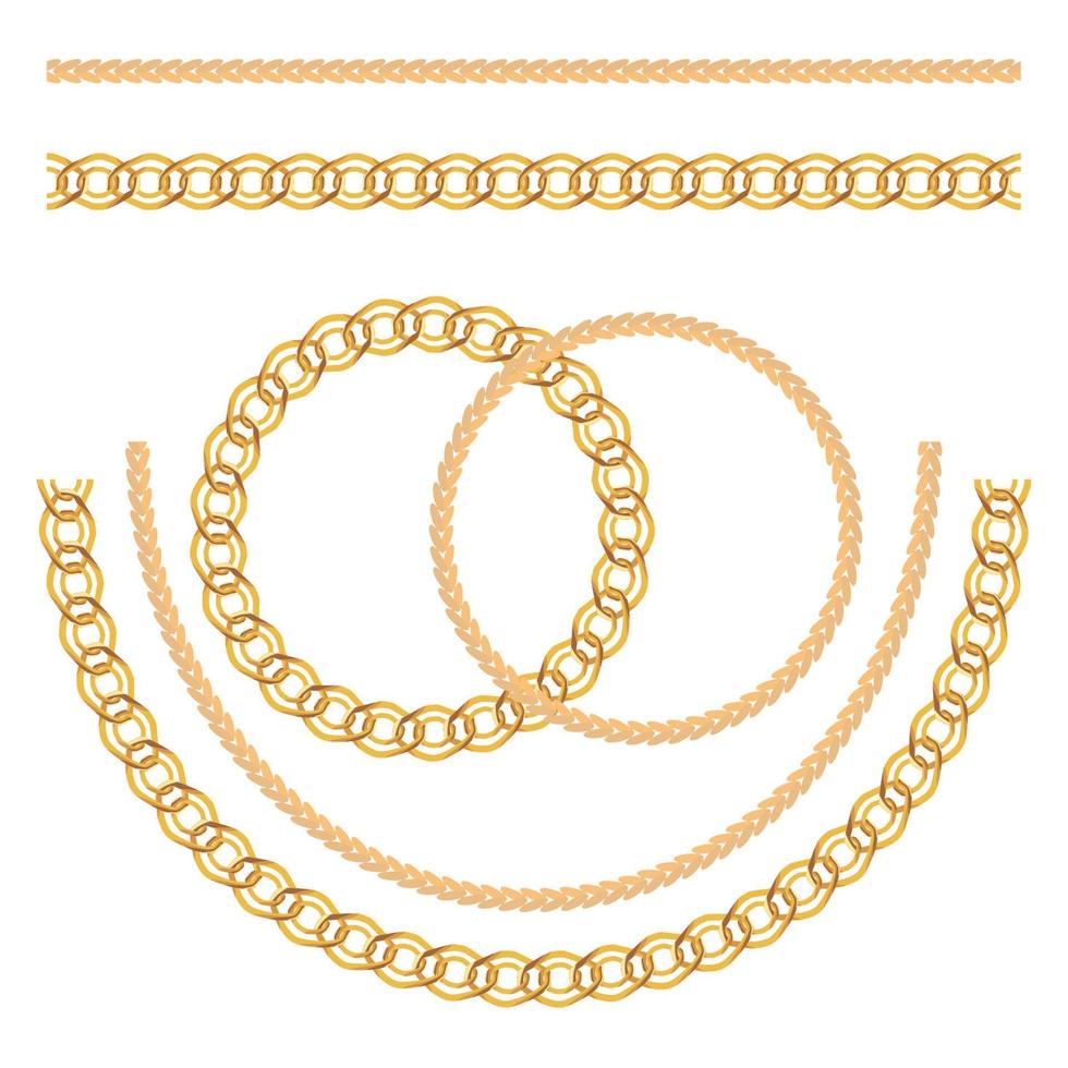 Gold Chain Jewelry Seamless Pattern Background. Vector Illustration.